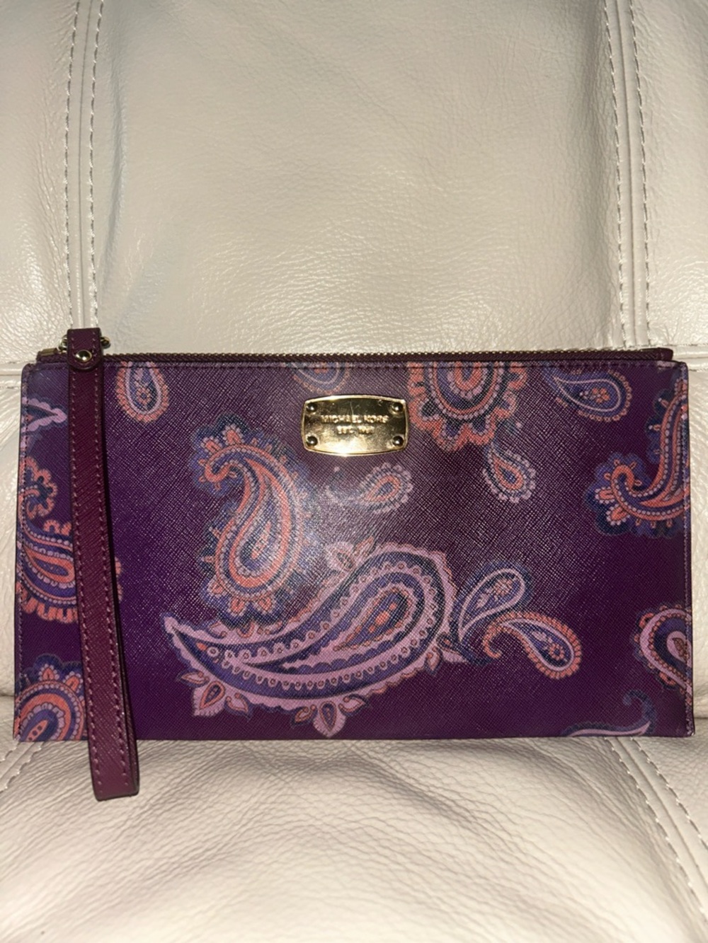 Michael Kors Purple Paisley Tote with Matching Wristlet Set - Picture 13 of 13